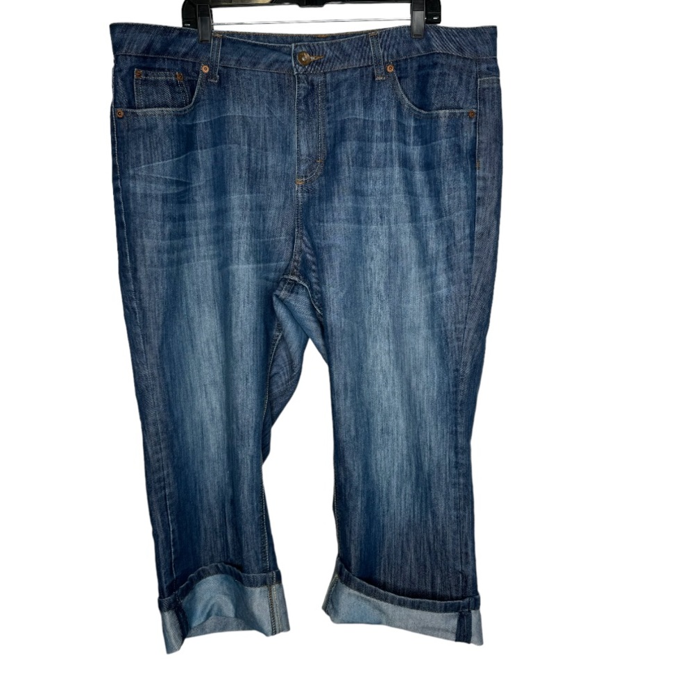 Merona Women's Size 20WR Blue Dark Wash Fit 1 Cuffed 5 Pocket Crop Jeans